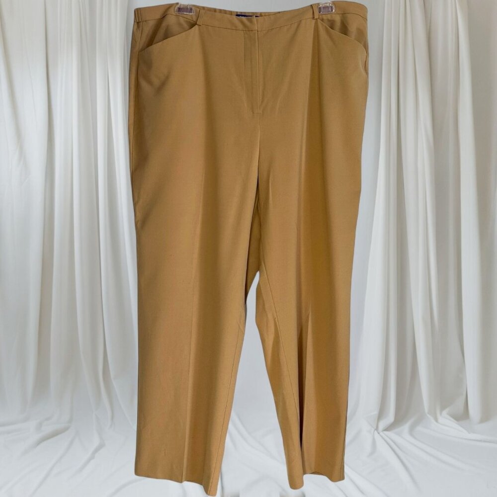 J.H. Collectibles  Stretch Pants 18W Beige Flat Front Elastic Waist